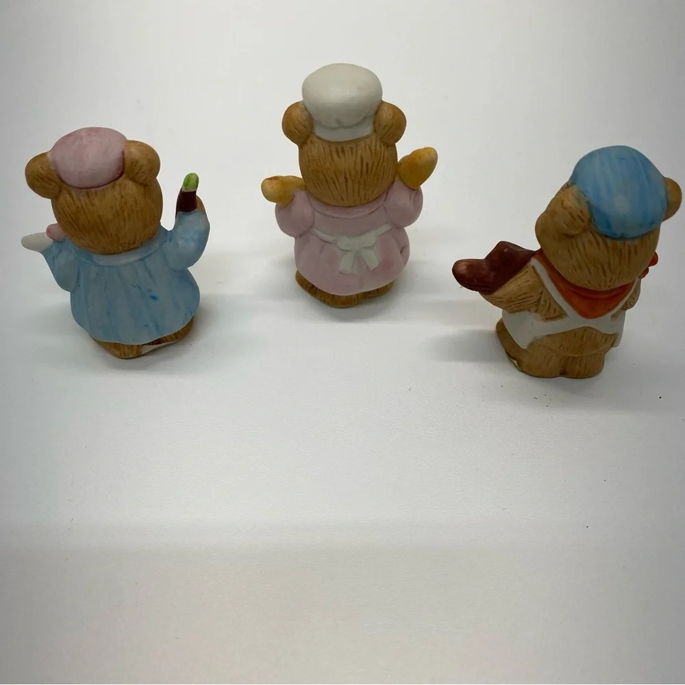 Homco Vintage Bears 3 Career Professional Artist Baker Shoe Cobbler Figurines